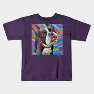 Psychedelic BOSTON TERRIER Kids T-Shirt